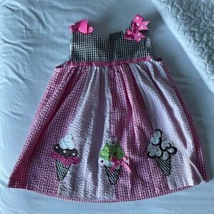Pink and White Ice Cream Cone Kids Dress